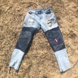 ONE OF ONE patched knee jeans